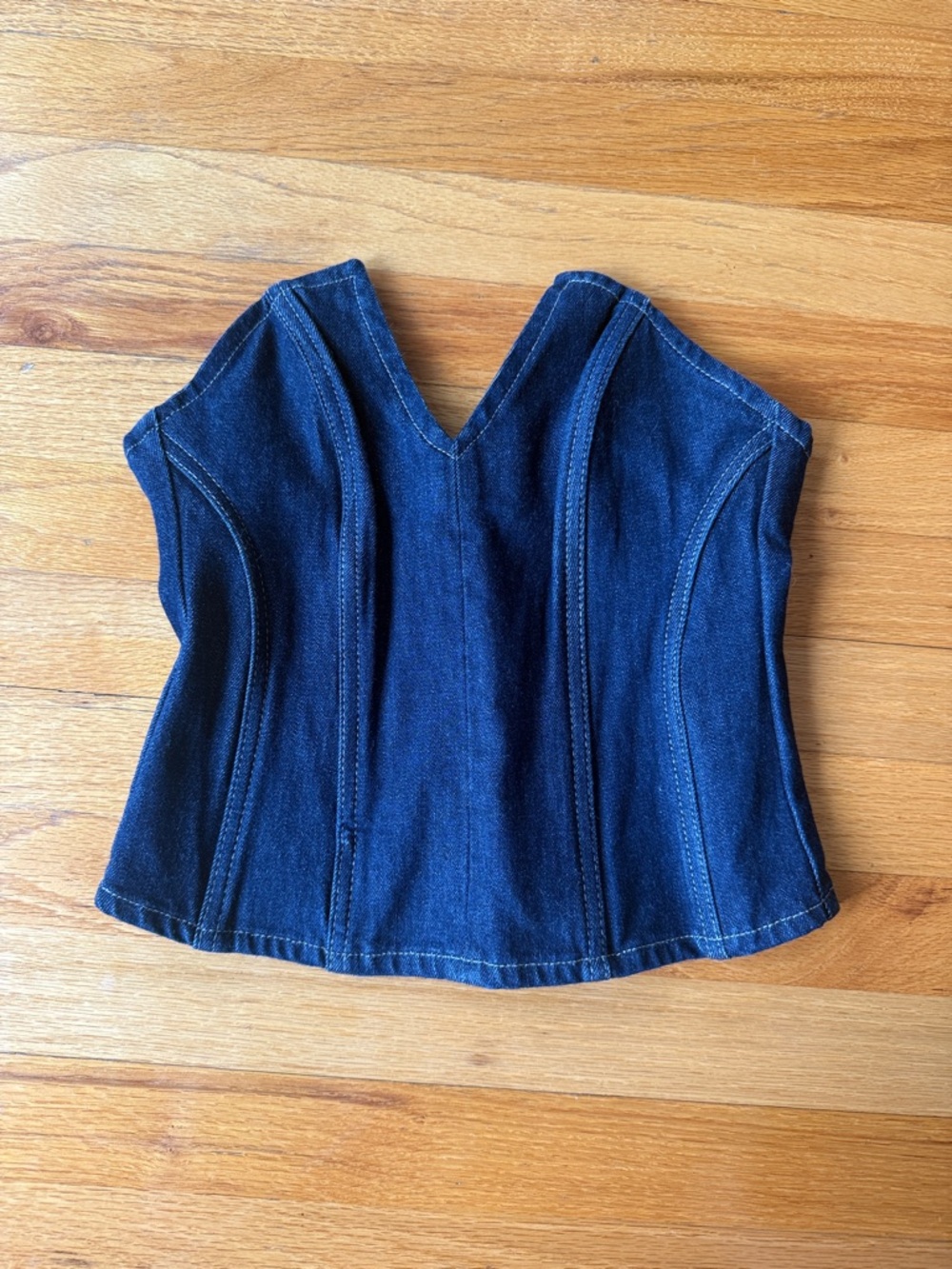 Zara Dark Denim Strapless Corset Top